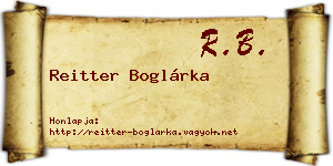 Reitter Boglárka névjegykártya